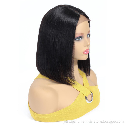 Cheap Malaysian Human Hair Lace Closure Front Bob Wig Vendor Wholesale Straight Malaysian Hair Short Bob 4X4 Closure Lace Wig